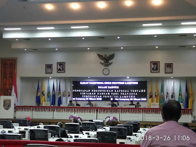 DPRD Lampung Gelar Paripurna Perubahan Program Pembentukan  Peraturan Daerah (PROPEMPERDA) Provinsi Lampung Tahun 2018