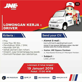 Lowongan kerja JNE Express