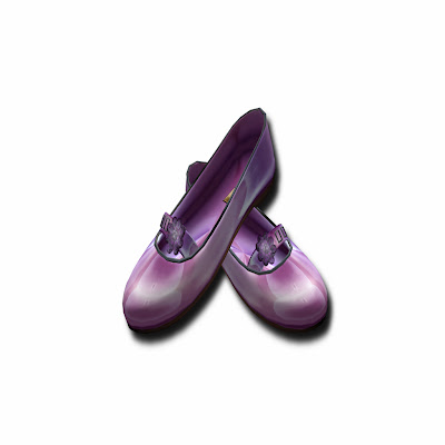 Blue Shoe Clips on Above  Ballarina Shoes In Lilac