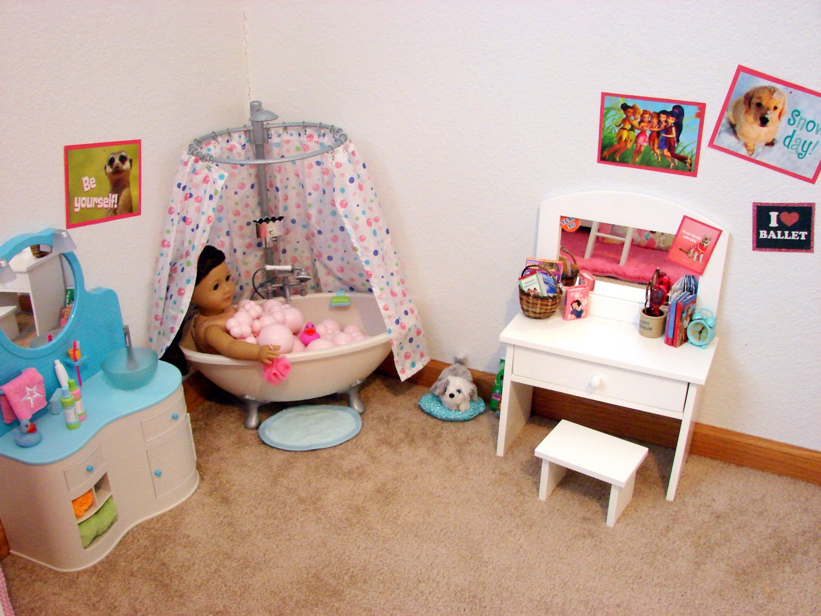 bathroom shower room Our Doll Play Area - The Bathroom