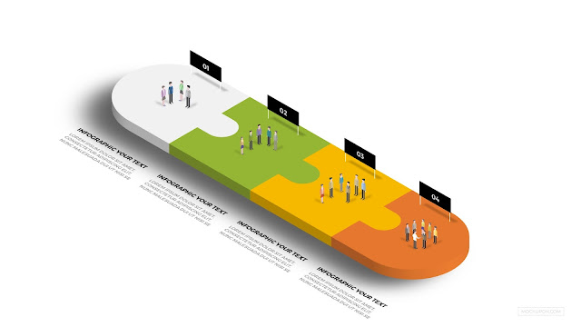 4 Step Process-3D Puzzle Infographic Process Diagram 