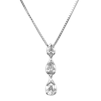 White Stone Jewelry on Titanium Jewelry   14k White Gold  3 Stone Diamond  Teardrop Pendant