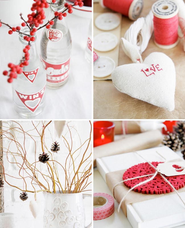 Red winter wedding centerpieces Beside white white winter decoration this