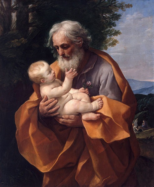 "São José com o Menino Jesus" - pintura de Guido Reni (circa 1635) exposta no Museu Hermitage em São Petersburgo, Rússia.