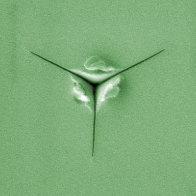 typical low-k film test for material toughness using the new NIST technique