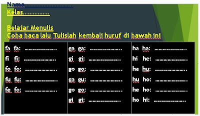 Powerpoint pembelajaran daring menulis huruf f g h pada kelas rendah SD/MI