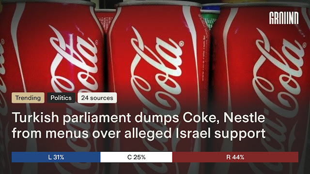 Turkish parliament dumps Coke, Nestle from menus over alleged Israel support