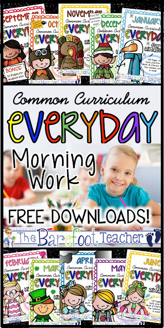 FREE SAMPLE DOWNLOADS! These daily math, literacy, and writing activity worksheets were made, with the Common Core standards in mind, to be independent practice review for Kindergarten students to do as morning work, homework, at a center, or however you would so choose. The repeat exposure to the standards allow students to master skills quickly. A perfect Back to School resource! #freeprintable #kindergarten #backtoschool #commoncore #math #morningwork 