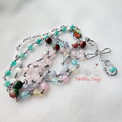 Wire wrapped rosary with mixed gemstones