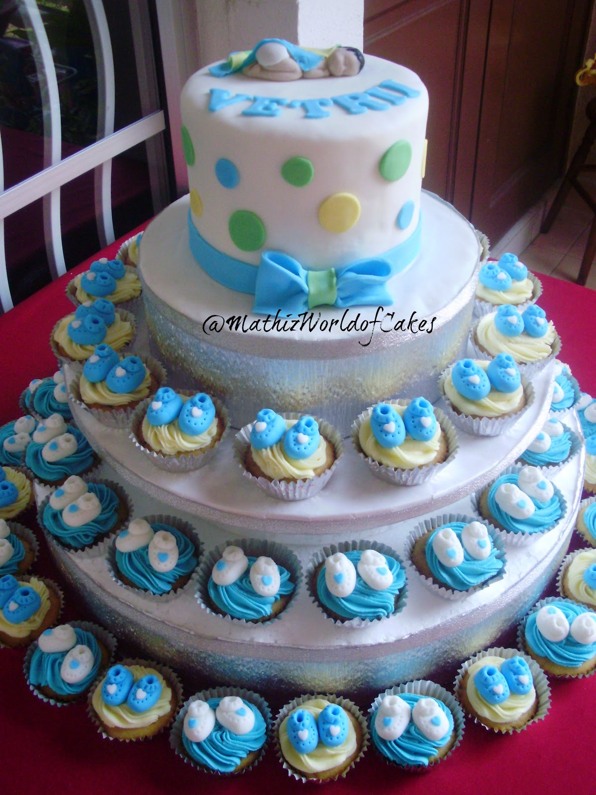 Baby shower cake and cupcake tower