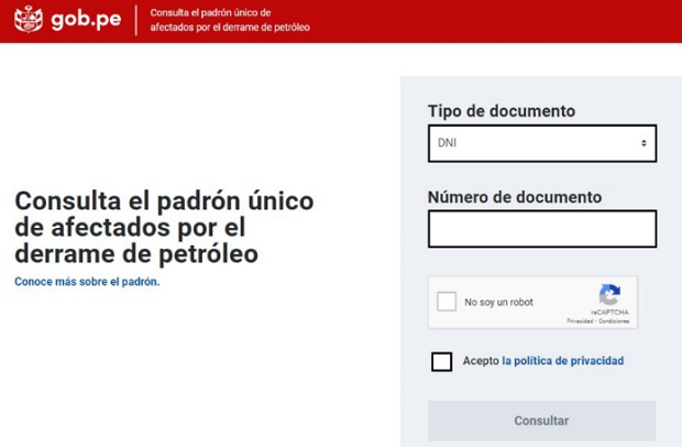 Derrame de petróleo: consulta aquí si estás en el padrón que recibirá S/ 3,000