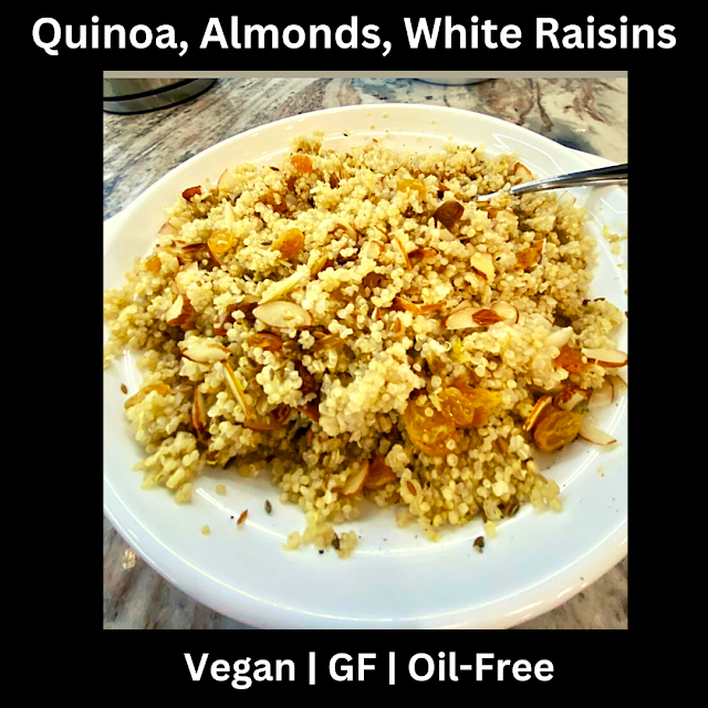 quinoa with sliced almonds and white raisins