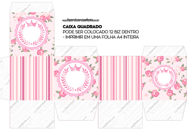 Pink Crown in Shabby Chic Free Printable Quinceanera PartyBoxes.