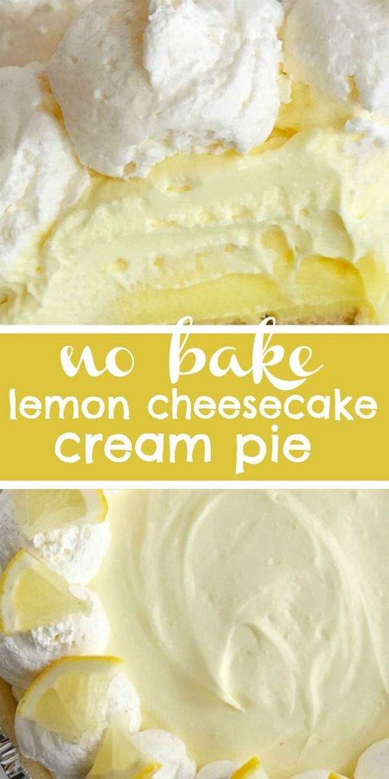 Lemon Cheesecake Cream Pie is a no bake dessert that is so creamy and bursting with fresh and sweet lemon flavor! Perfect for a summer dessert, at a bbq, or picnic. It's also a make ahead dessert that is so pretty and perfect for summer.