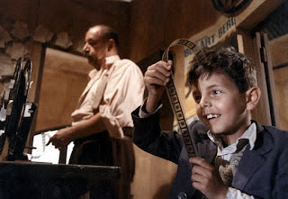 Cascio (right) in a famous scene from Cinema Paradiso alongside Philippe Noiret's Alfredo