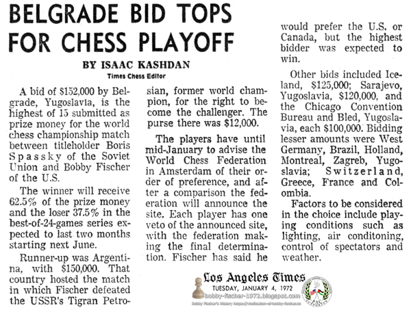 Belgrade Bid Tops For Chess Playoff