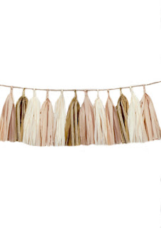 Tissue tassel garland blush, antique white and vintage gold tissue paper tassel // birthday // wedding // baby shower nursery baby girl chic soft