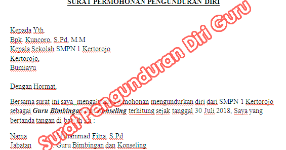 Guru Honorer Contoh Surat Pengunduran Diri Sederhana Nusagates