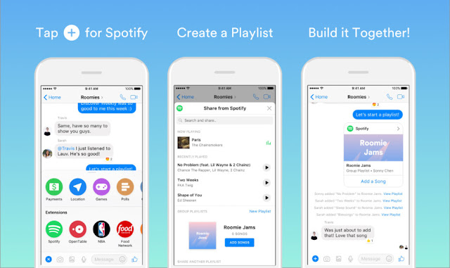 الان يمكنك إنشاء قوائم تشغيل الأغاني الخاصة بSpotify في فايسبوك مسنجر حتى ولو لم تمتلك حساب Spotify
