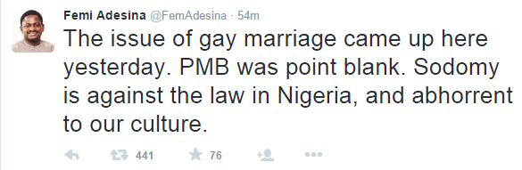 PRESIDENT BUHARI REJECTS OBAMA’S GAY MARRIAGE 