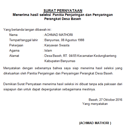 Contoh Surat Pemberitahuan Tidak Lulus Seleksi Bagi Contoh Surat