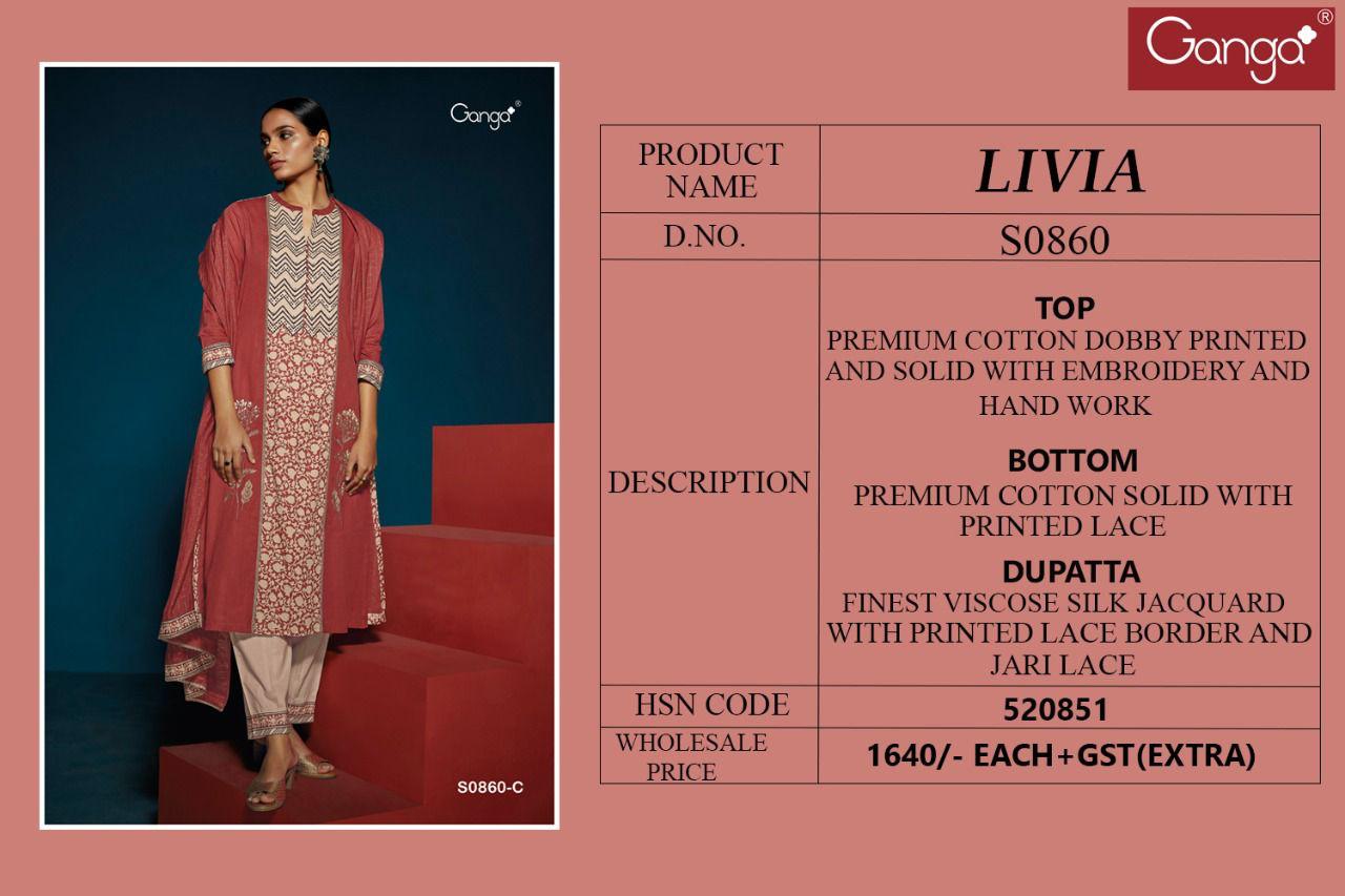 Ganga Livia 860 Designer Dress Material Catalog Lowest Price