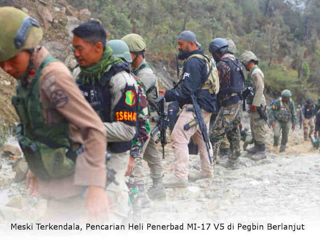 Meski Terkendala, Pencarian Heli Penerbad MI-17 V5 di Pegbin Berlanjut