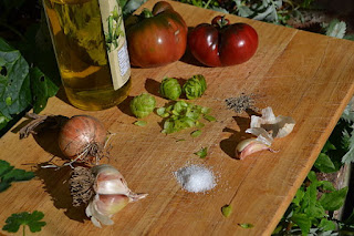 Ingredients for hop bruschetta