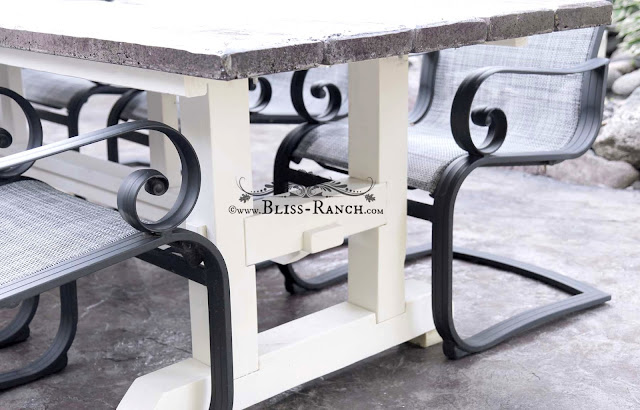 Cement Plant Topped Farmhouse Patio Table, Bliss-Ranch.com