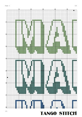 Maine USA state typography cross stitch pattern, Tango Stitch