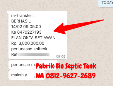 Bukti pelunasan bio septic tank villa pertiwi cilodong