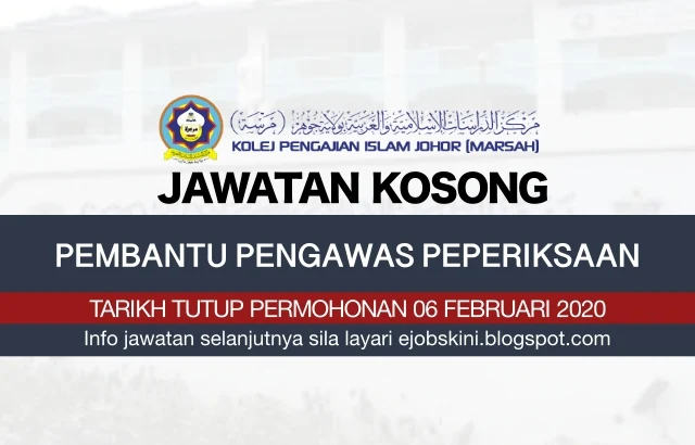 Jawatan Kosong Pembantu Pengawas Peperiksaan 2020