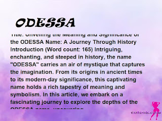 meaning of the name "ODESSA"