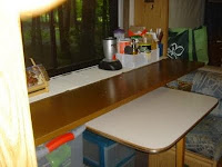 Sliding counter on dinette open for use