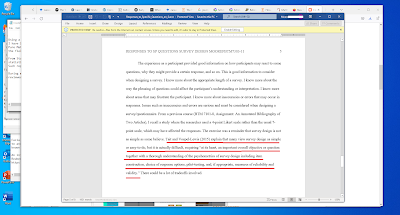 Screenshot providing excerpt from paper on survey design by Fahmeena Odetta Moore - 2