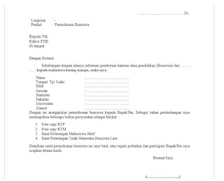 Download Contoh Surat Permohonan Beasiswa Kuliah doc / docx / Word