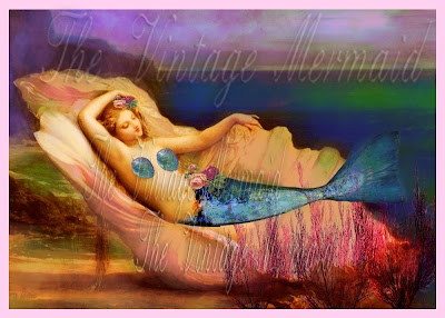 venus mermaid reclining in beautiful seashell by the sea