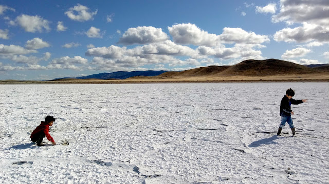 my boys playing on soda lake