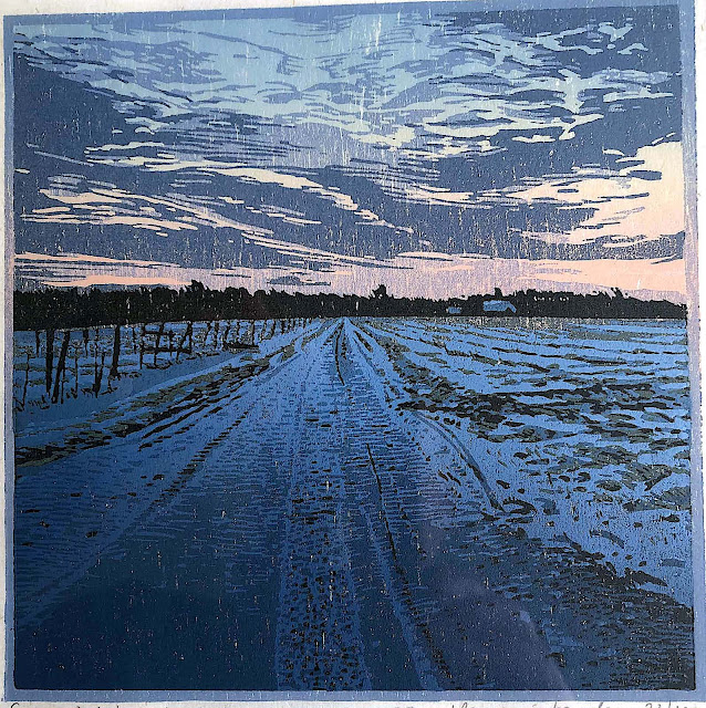 a Siemen Dijkstra print of a country road in dark winter