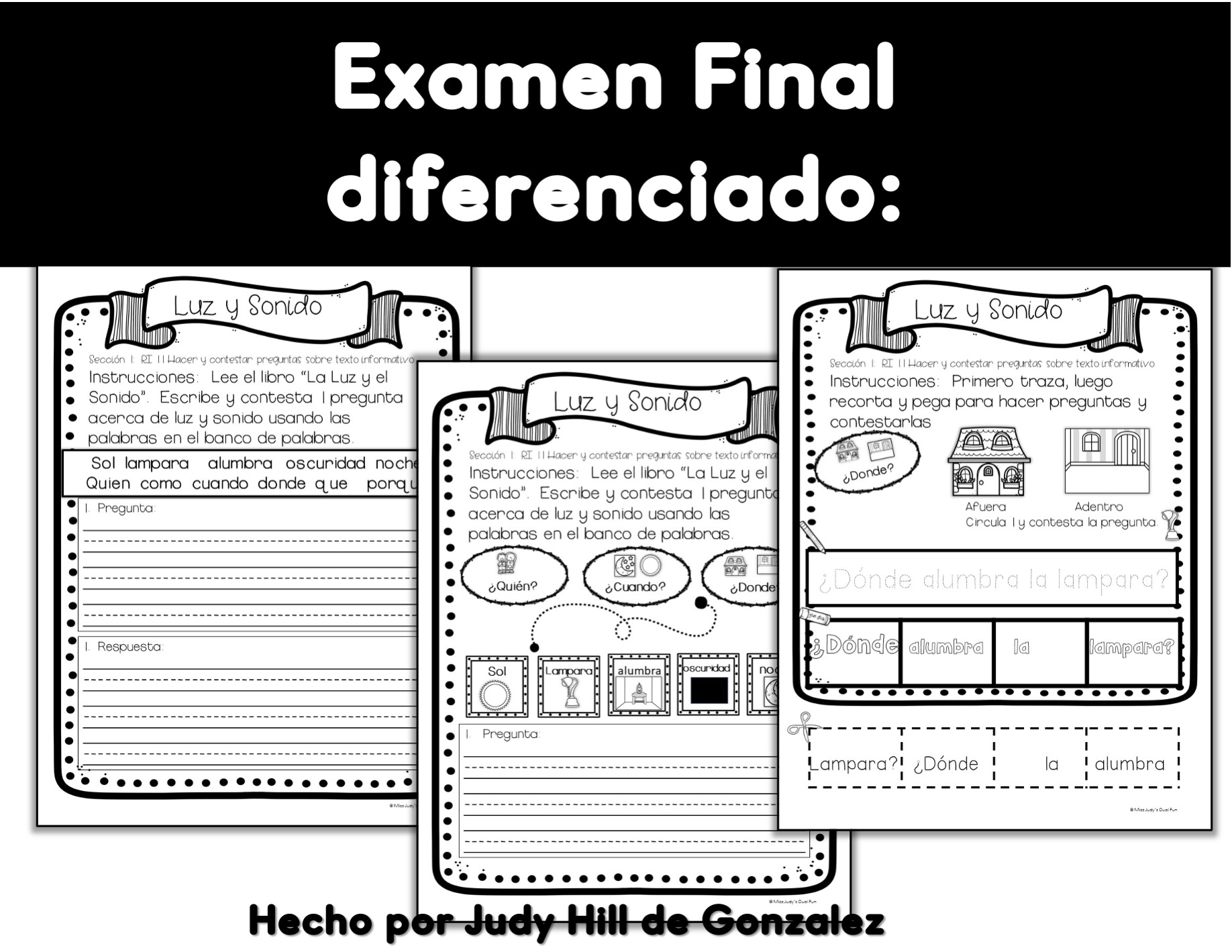 Image of the final exam in Spanish for Luz y Sonido