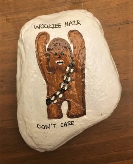 wookie hair don't care chewbacca painted rock