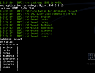 table Hacking Website menggunakan SQLMap Kali Linux