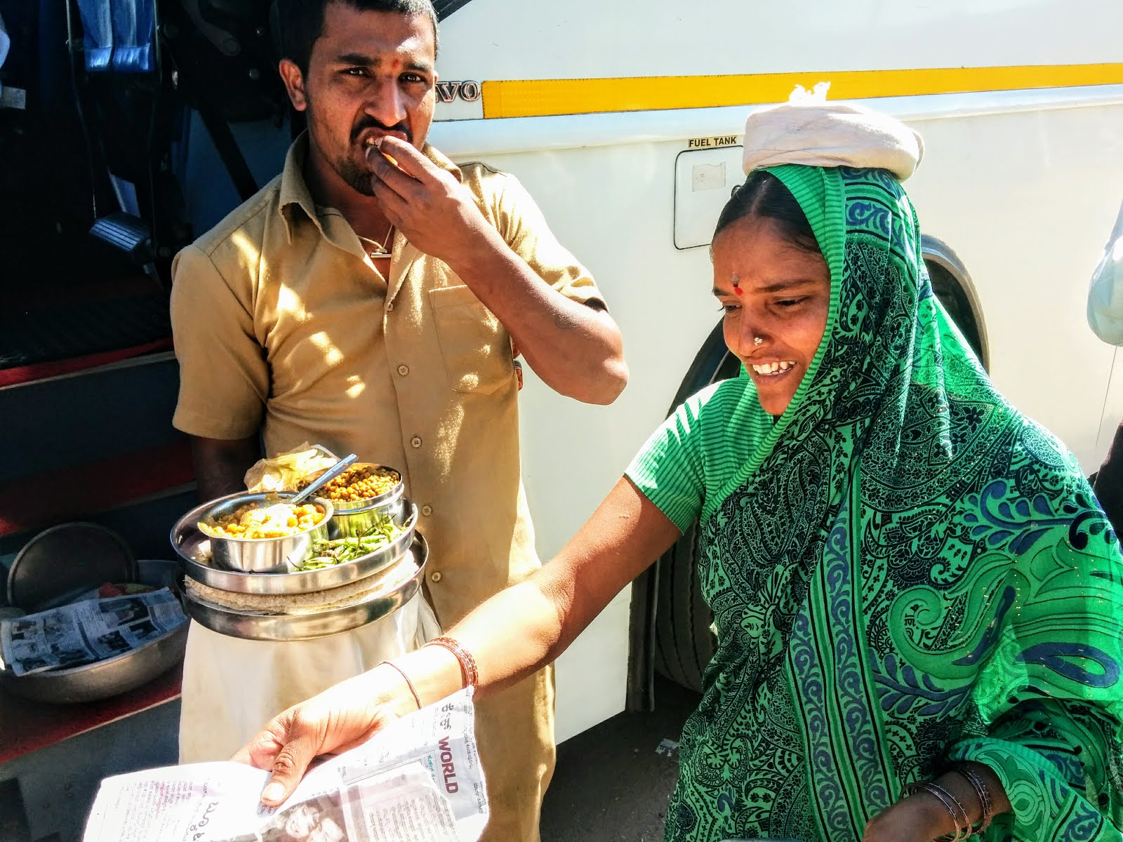 Local village lady carrying fresh delicious lunch at Pattadakkal