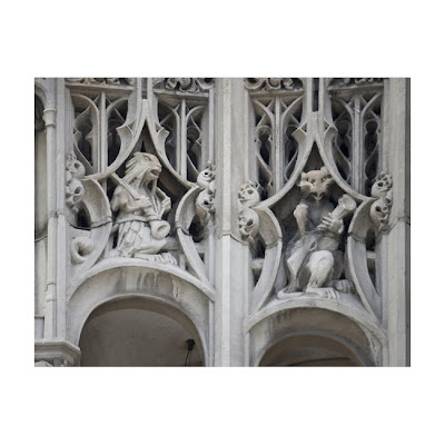 chicago tribune building stones. Some eroding of the stone.