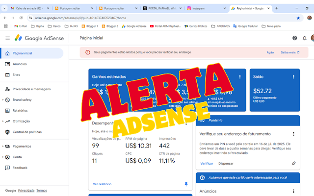 Alerta: Ganhos do AdSense estão caindo!