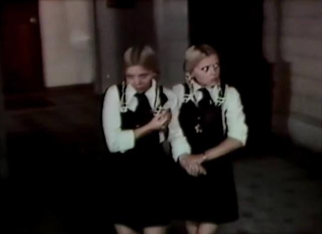 Castel Twins (sisters Catherine Castel and Marie-Pierre Castel) in The Seduction of Amy (Phantasmes), a 1975 film by Jean Rollin