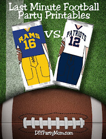 Whether you are cheering for the Rams or the Patriots, add a few last minute football party printables to your football party to make it Super Bowl Ring worthy.  #superbowl #footballparty #losangelesrams #newenglandpatriots #diypartymomblog