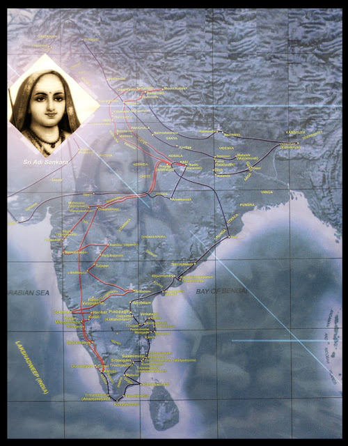 90.+Adi+Sankara's+Travel+Map - Sri Adi Sankaracharya’s Life Story