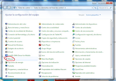 la imagen muestra con una marca roja dónde está la opción de mouse