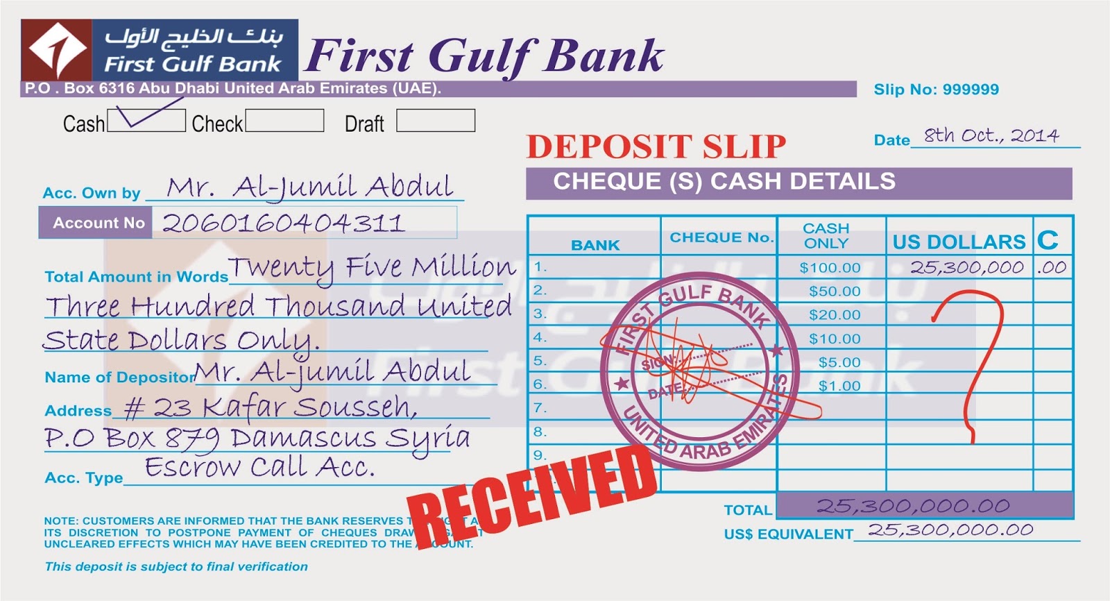 Foreign Women Fakes Emails Sent By Mariamdul And First Gulf Bank